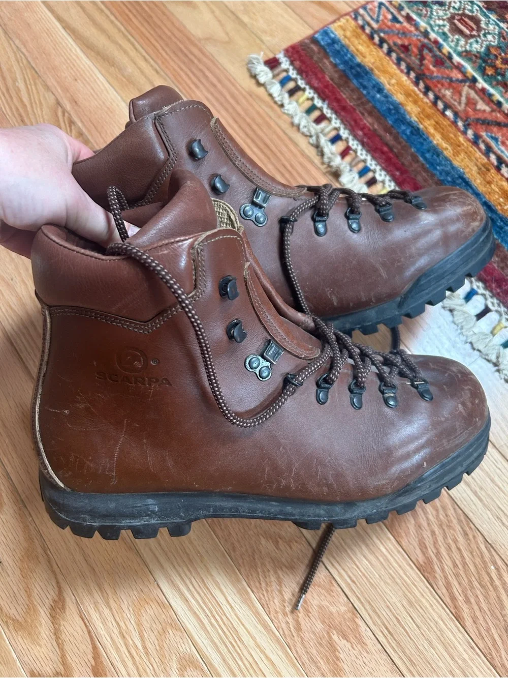 Scarpa Leather Hiking Backpacking Boots Vibram Sole Italy Men’s EU 45.5 Brown